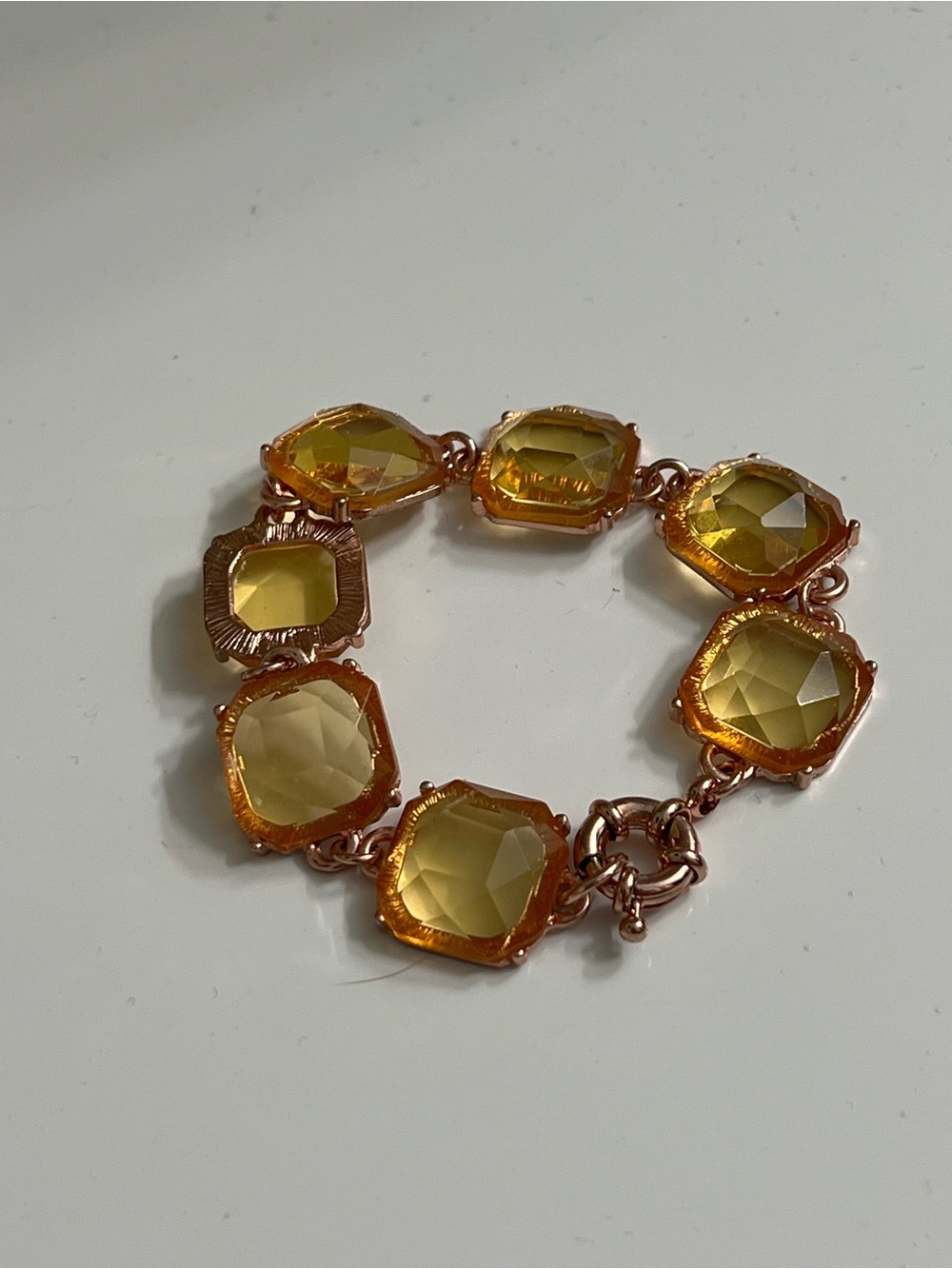 Yellow Glass Stone Link Bracelet